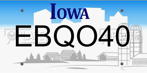 EBQO40 Iowa License Plate