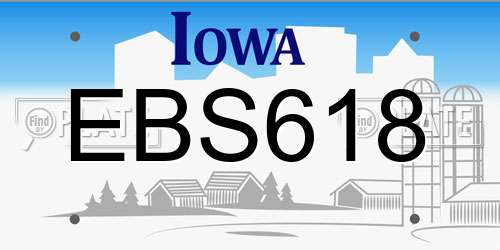 EBS618 Iowa License Plate