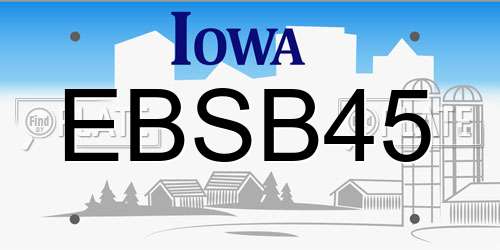 EBSB45 Iowa License Plate