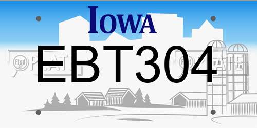 EBT304 Iowa License Plate