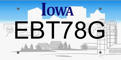 EBT78G Iowa License Plate