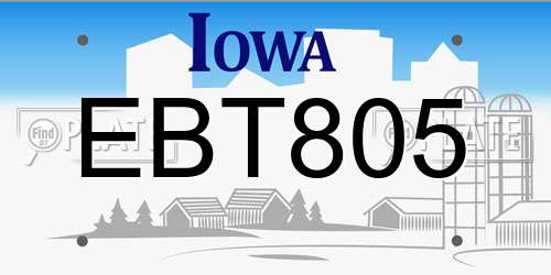 EBT805 Iowa License Plate