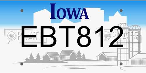 EBT812 Iowa License Plate