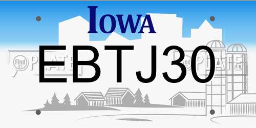 EBTJ30 Iowa License Plate