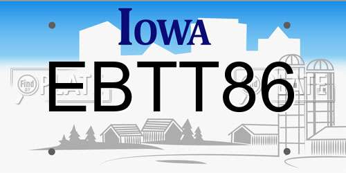 EBTT86 Iowa License Plate