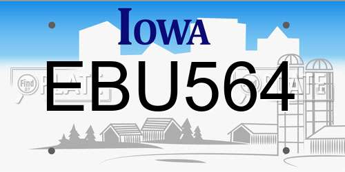 EBU564 Iowa License Plate