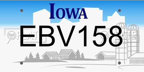 EBV158 Iowa License Plate