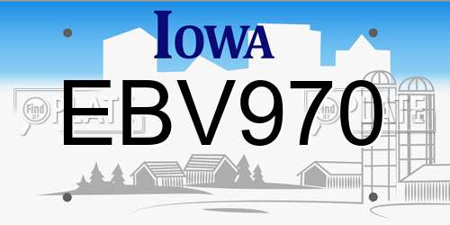 EBV970 Iowa License Plate