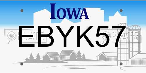 EBYK57 Iowa License Plate