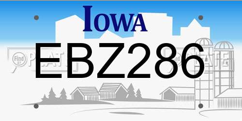 EBZ286 Iowa License Plate
