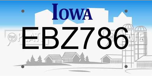 EBZ786 Iowa License Plate