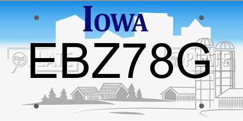 EBZ78G Iowa License Plate