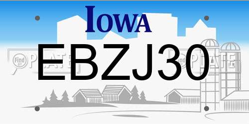 EBZJ30 Iowa License Plate