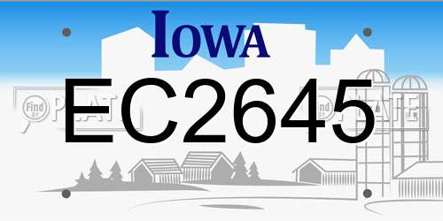 EC2645 Iowa License Plate