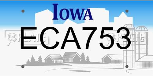 ECA753 Iowa License Plate