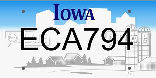 ECA794 Iowa License Plate