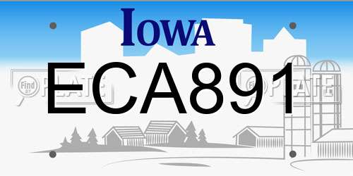 ECA891 Iowa License Plate
