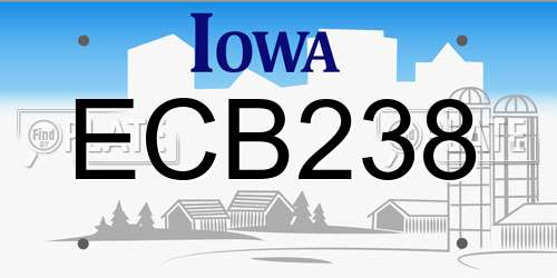 ECB238 Iowa License Plate