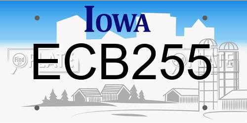 ECB255 Iowa License Plate