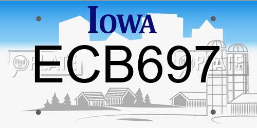 ECB697 Iowa License Plate