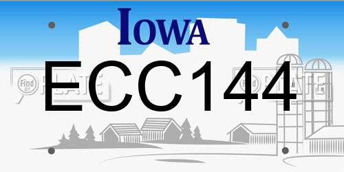 ECC144 Iowa License Plate