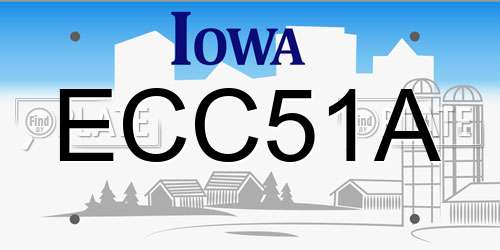 ECC51A Iowa License Plate