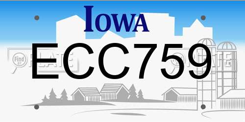 ECC759 Iowa License Plate