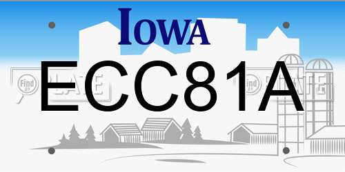ECC81A Iowa License Plate