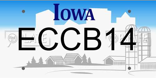 ECCB14 Iowa License Plate