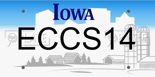 ECCS14 Iowa License Plate