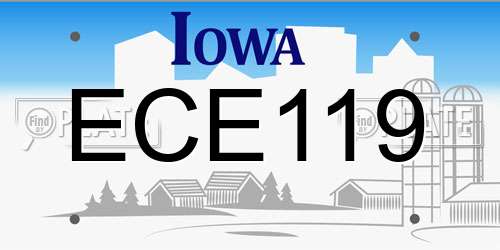 ECE119 Iowa License Plate