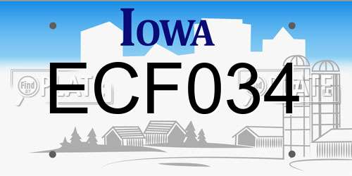 ECF034 Iowa License Plate