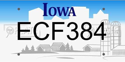 ECF384 Iowa License Plate