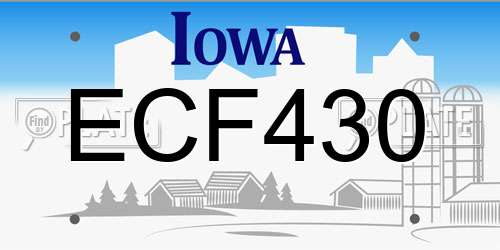 ECF430 Iowa License Plate