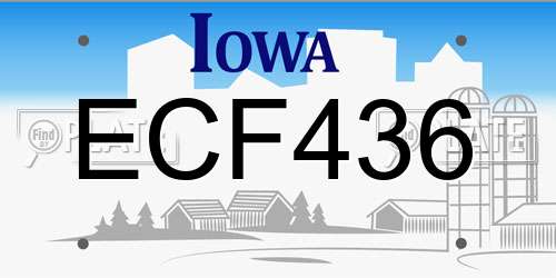 ECF436 Iowa License Plate