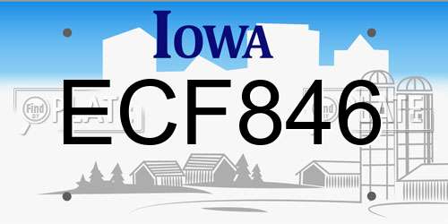 ECF846 Iowa License Plate