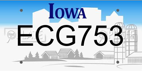 ECG753 Iowa License Plate