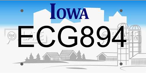 ECG894 Iowa License Plate