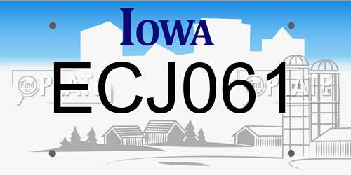 ECJ061 Iowa License Plate