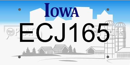 ECJ165 Iowa License Plate