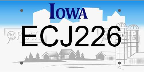 ECJ226 Iowa License Plate