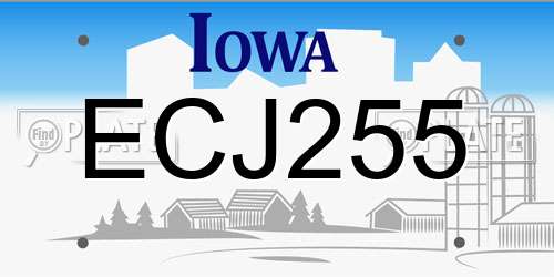 ECJ255 Iowa License Plate