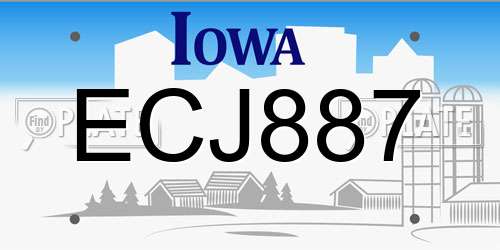 ECJ887 Iowa License Plate