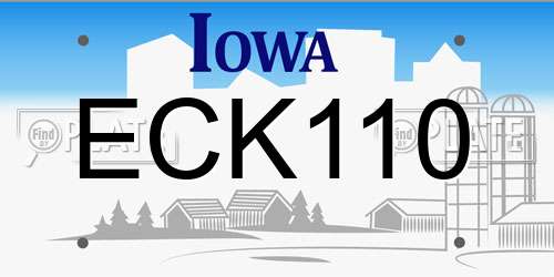 ECK110 Iowa License Plate