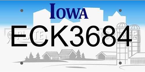 ECK3684 Iowa License Plate