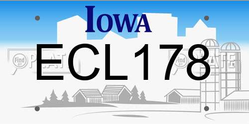 ECL178 Iowa License Plate