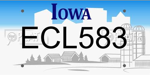 ECL583 Iowa License Plate