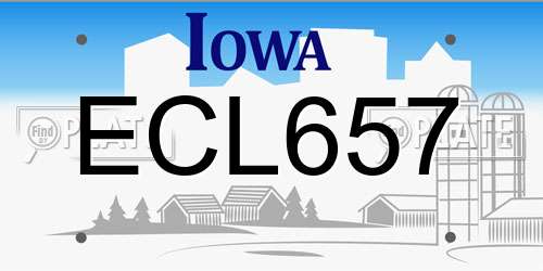 ECL657 Iowa License Plate