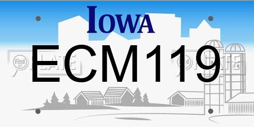 ECM119 Iowa License Plate