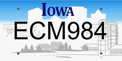 ECM984 Iowa License Plate